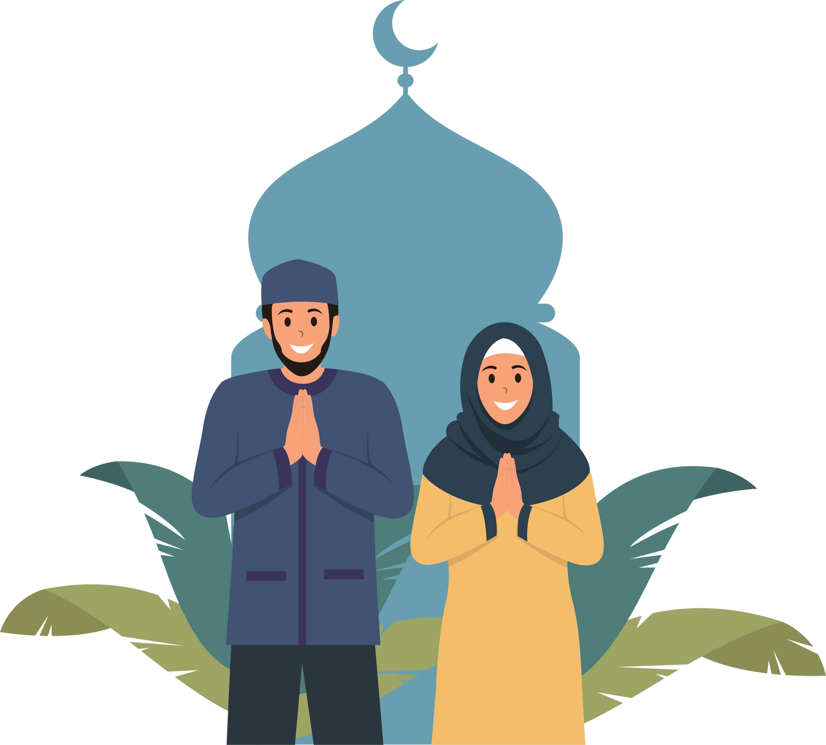 Eid al Fitr Greeting or Idul Fitri Illustration