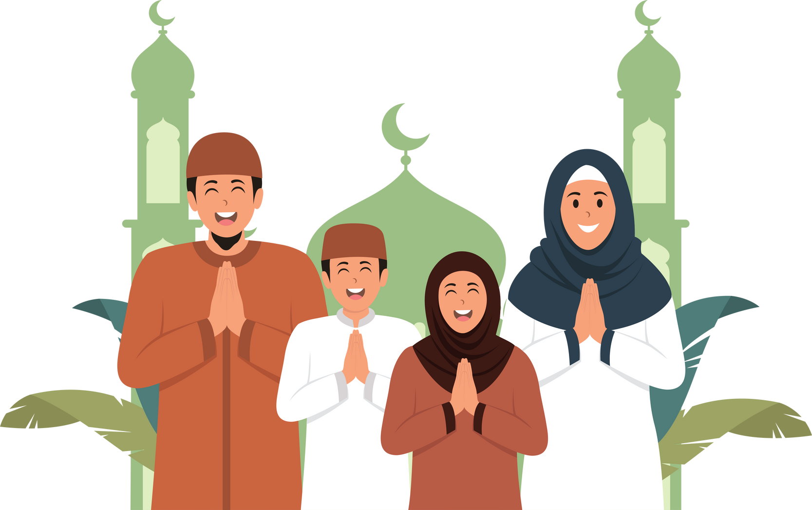 Eid al Fitr Greeting or Idul Fitri Illustration