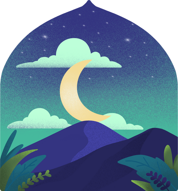 Islamic Shape With Landscape Illustration