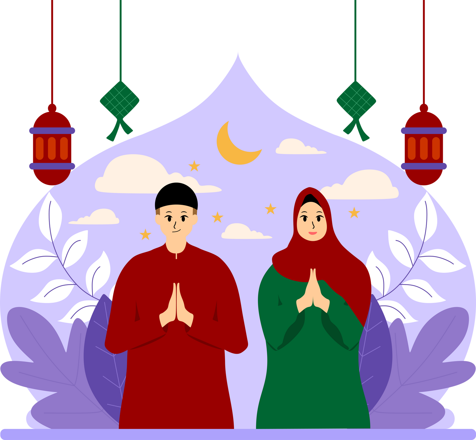 Ramadan Eid Mubarak Flat Illustration